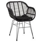 Πολυθρονα Με Μαξιλαρι Μεταλλικη Allegra HM5450.32 Με Wicker Μαυρο 58x59x82υεκ.