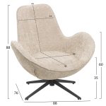 Πολυθρονα Περιστρεφομενη Brynn HM9594.07 Μπεζ Μπουκλε-Μαυρη Μεταλ. Βαση 88x76x88υεκ - Image 2