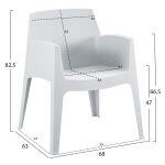 Πολυθρονα Πολυπροπυλενιου Sleek HM6370.01 Λευκη 68x63x82,5υεκ. - Image 2