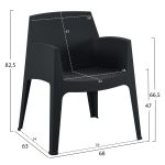 Πολυθρονα Πολυπροπυλενιου Sleek HM6370.02 Μαυρη 68x63x82,5υεκ. - Image 2