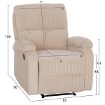 Πολυθρονα Relax Dioni HM3296.12 Μπεζ Ριγε Υφασμα 85x90x100υεκ. - Image 2