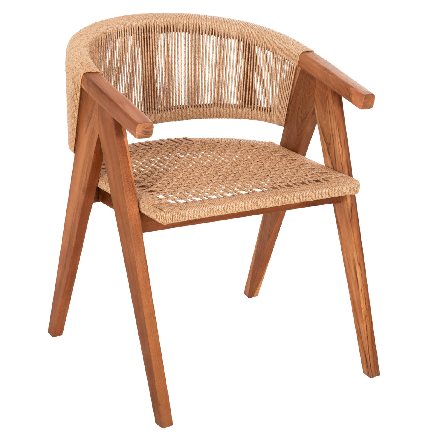 polythrona-trapezarias-fb918238-xylo-tea Πολυθρονα Τραπεζαριας Brann HM18238 Ξυλο Τεακ Φυσικο-Σχοινi 60x67x76υεκ. - Image 1