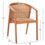 Πολυθρονα Τραπεζαριας Renly HM18239 Ξυλο Τεακ Φυσικο-Σχοινι Viro 60x59x82υεκ. - Image 2
