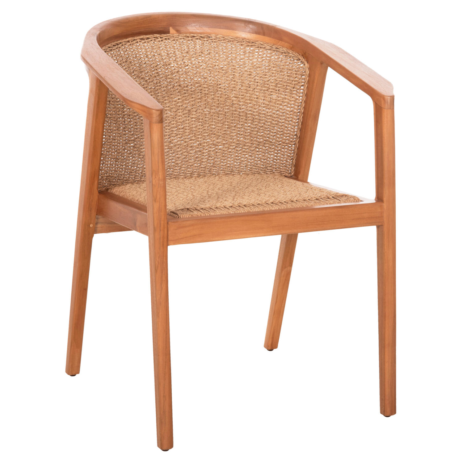 polythrona-trapezarias-fb918239-xylo-tea Πολυθρονα Τραπεζαριας Renly HM18239 Ξυλο Τεακ Φυσικο-Σχοινι Viro 60x59x82υεκ. - Image 1