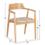 Πολυθρονα Τραπεζαριας Targa HM18336.11 Rubberwood Φυσικο & PU Εκρου 58x54x78yεκ - Image 2