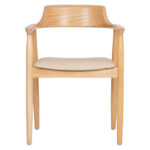 Πολυθρονα Τραπεζαριας Targa HM18336.11 Rubberwood Φυσικο & PU Εκρου 58x54x78yεκ - Image 3