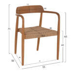 Πολυθρονα Τραπεζαριας Robby HM18350 Ξυλο Teak & Σχοινι Viro Φυσικο 55x50x71υεκ. - Image 2