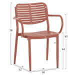 Πολυθρονα Τραπεζαριας Hilliard HM6644.08 Αλουμινιο Σε Terracotta 58x52x78υεκ - Image 2