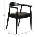 Πολυθρονα Τραπεζαριας Ador HM9948.02 Rubberwood Και Pu-Μαυρο 62x54x76,5υεκ - Image 2