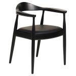 Πολυθρονα Τραπεζαριας Ador HM9948.02 Rubberwood Και Pu-Μαυρο 62x54x76,5υεκ