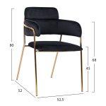 Πολυθρονακι Kelso HM8521.04 Βελουδο Μαυρο & Επιχρυσο Ποδι 52,5x52x80υ Εκ. - Image 2