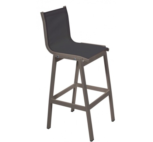 remezzo-skampo-bar-alouminiou-1266-25815 Remezzo Taupe Σκαμπό Μπαρ Αλουμινίου Textilene Black - Image 1