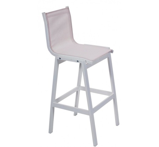 remezzo-skampo-bar-alouminiou-1266-25822 Remezzo White Σκαμπό Μπαρ Αλουμινίου Textilene Beige - Image 1