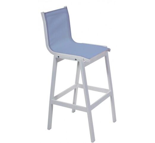 remezzo-skampo-bar-alouminiou-1266-25831 Remezzo White Σκαμπό Μπαρ Αλουμινίου Textilene Grey - Image 1