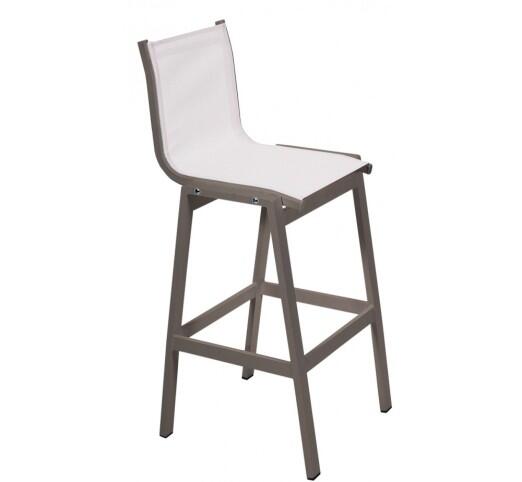 remezzo-skampo-bar-alouminiou-1266-25842 Remezzo Taupe Σκαμπό Μπαρ Αλουμινίου Textilene White - Image 1