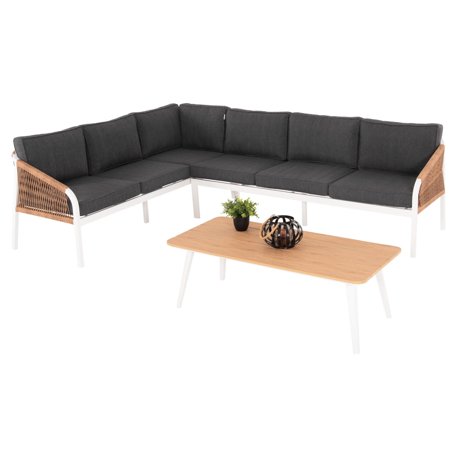 saloni-gonia-exchoroy-fb9614001-aloymini Σαλονι Γωνια Εξ.χωρου Maerly HM6140.01 Αλουμινιο Λευκο-Μαξιλαρια Ανθρακι-Συνθ.σχοινι - Image 1