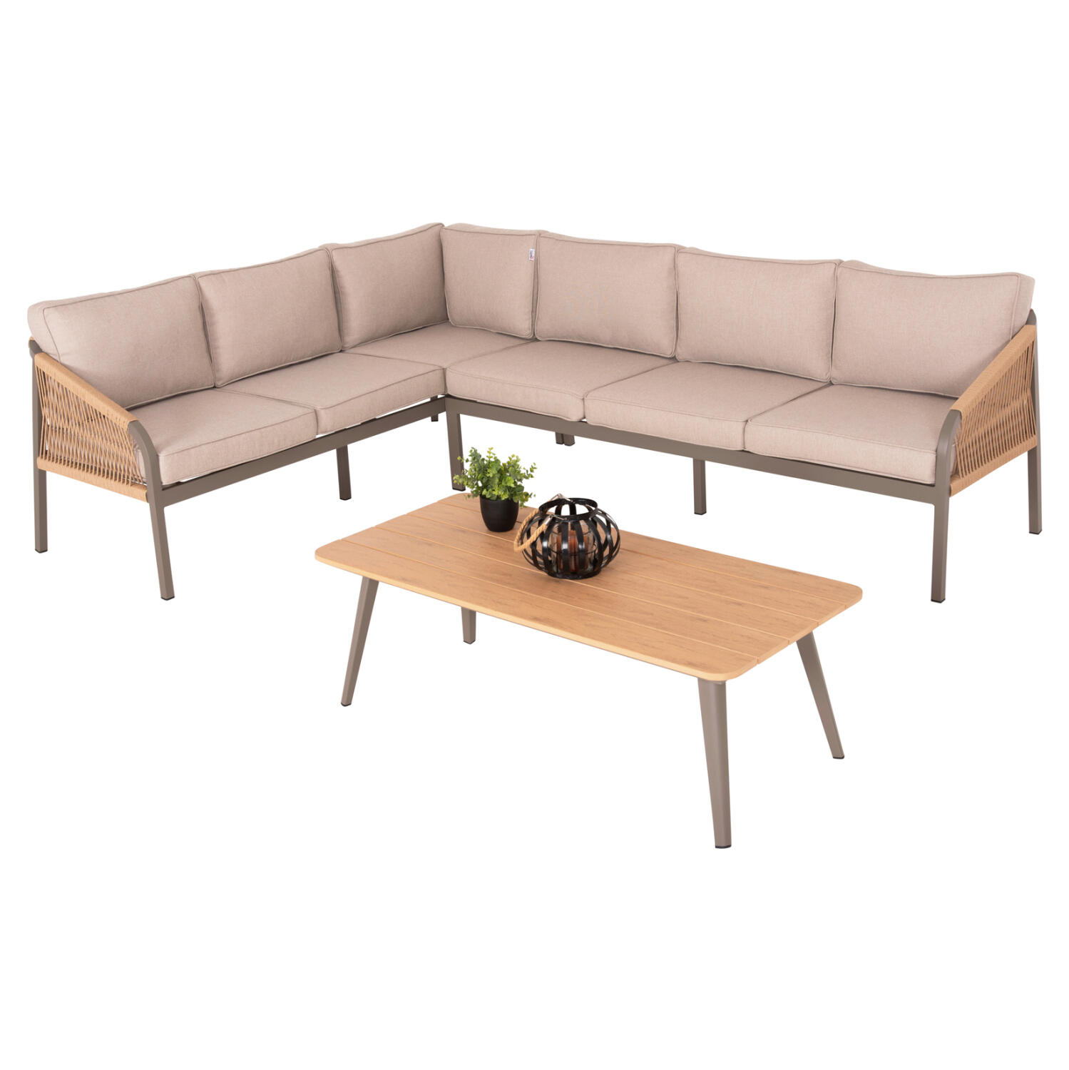 saloni-gonia-exchoroy-fb9614003-aloymini Σαλονι Γωνια Εξ.χωρου Maerly HM6140.03 Αλουμινιο & Μαξιλαρια Σαμπανι-Συνθ.σχοινι - Image 1