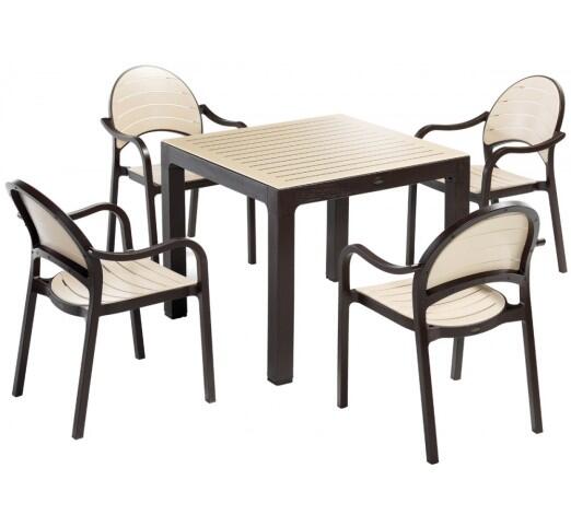 senza-trapezaria-set-5tmch-90x90-28943-102865 Senza Τραπεζαρία σετ 5τμχ 90x90 Brown/ Cappuccino - Image 1