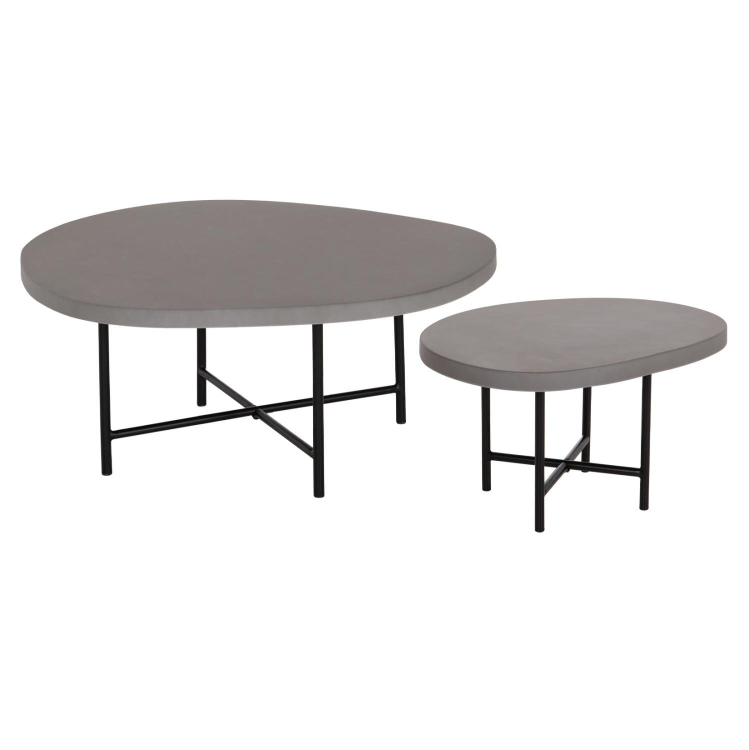 set-2-trapezakia-salonioy-fb91073301-fib Σετ 2 Τραπεζακια Σαλονιου Iffans HM10733.01 Fiber Cement Γκρι-Ποδια Μεταλλικα Μαυρα - Image 1