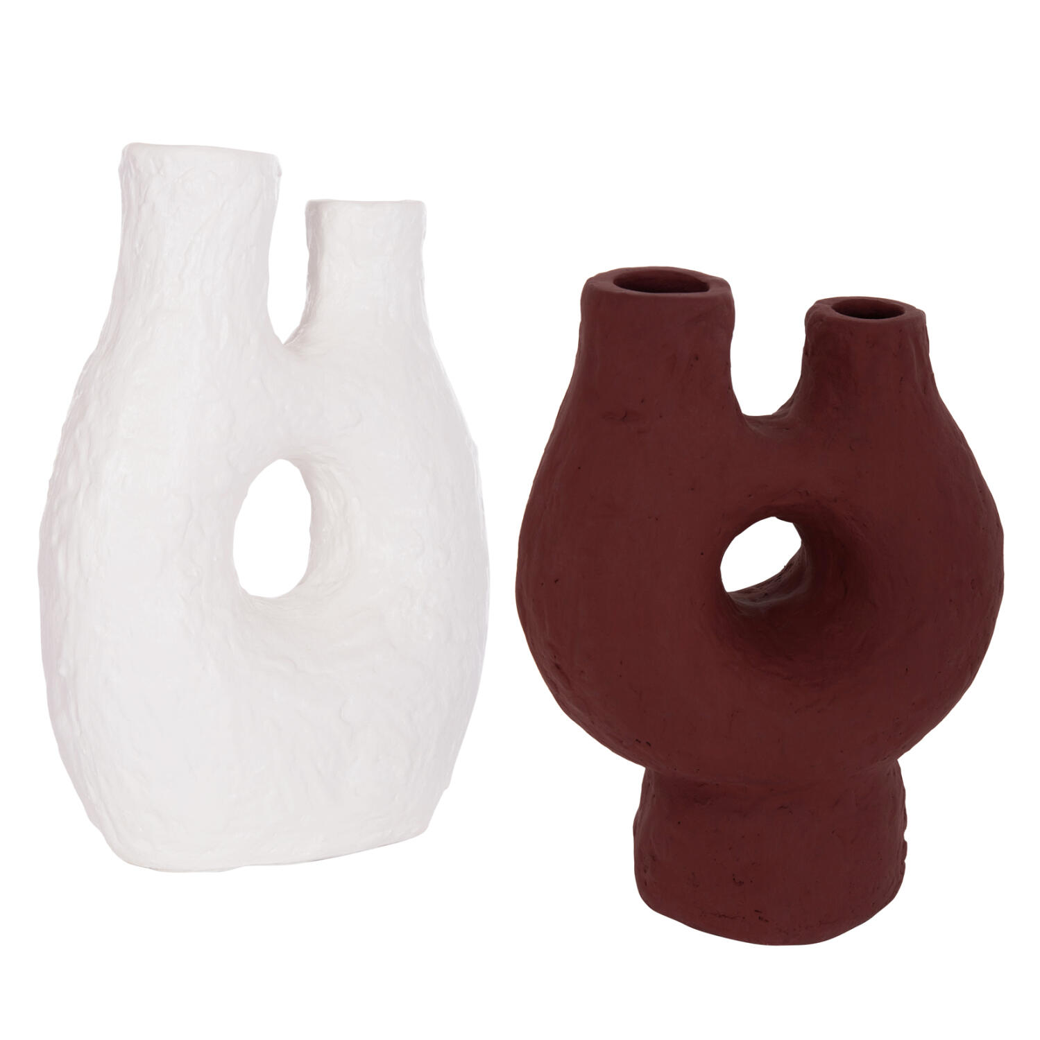 set-2tmch-epitrapezia-diakosmitika-baza- Σετ 2τμχ Επιτραπεζια Διακοσμητικα Βαζα Namentis HM21143.01 Τερακοτα Λευκο/Βυσσινι - Image 1