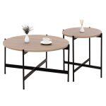 Σετ 2τμχ Τραπεζια Σαλονιου Ronda HM21089.02 MDF Σοναμα φ80εκ & φ50εκ