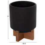 Σετ 3 Γλαστρες Με Teak Βασεις Tanti HM4685.01 Fiber Cement Σε Μαυρο Χρωμα - Image 3