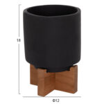 Σετ 3 Γλαστρες Με Teak Βασεις Tanti HM4685.01 Fiber Cement Σε Μαυρο Χρωμα - Image 4