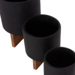 Σετ 3 Γλαστρες Με Teak Βασεις Tanti HM4685.01 Fiber Cement Σε Μαυρο Χρωμα - Image 7