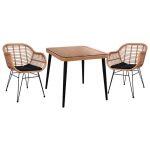 Σετ 3τμχ Allegra Wicker Με Τραπεζι 80x80χ78υ Μπεζ & Μαυρο Χρωμα HM10483