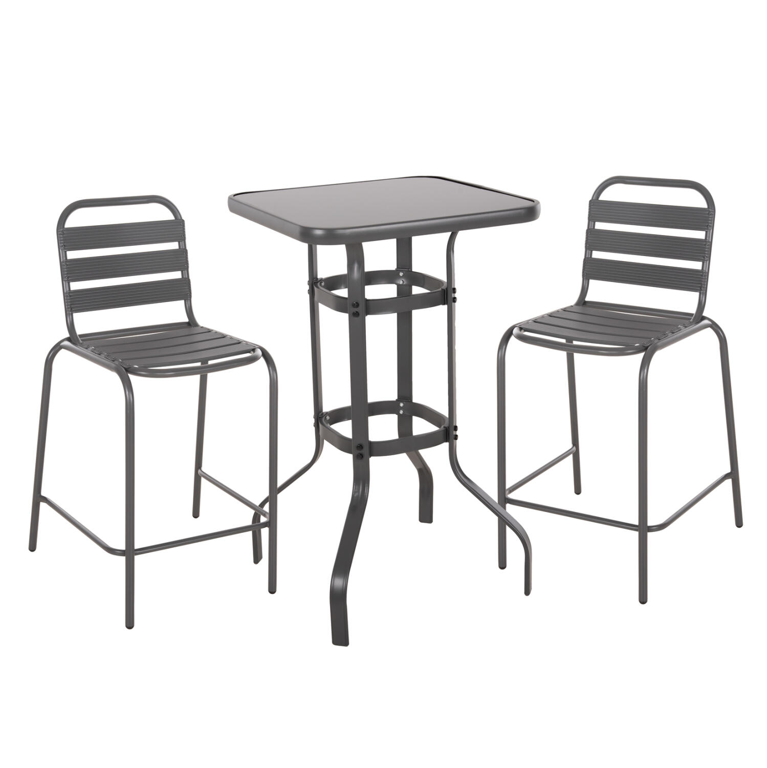 set-3tmch-exoterikoy-choroy-fb921054-gkr Σετ 3τμχ Εξωτερικου Χωρου Laura HM21054.01 Γκρι Μεταλλο & Αλουμινιο - Image 1