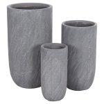 Σετ 3τμχ Γλαστρες Κυλινδροι Σειρα Gardener HM4720 Fiberclay-Χρωμα Cement φ44x79υεκ - Image 2