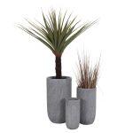 Σετ 3τμχ Γλαστρες Κυλινδροι Σειρα Gardener HM4720 Fiberclay-Χρωμα Cement φ44x79υεκ