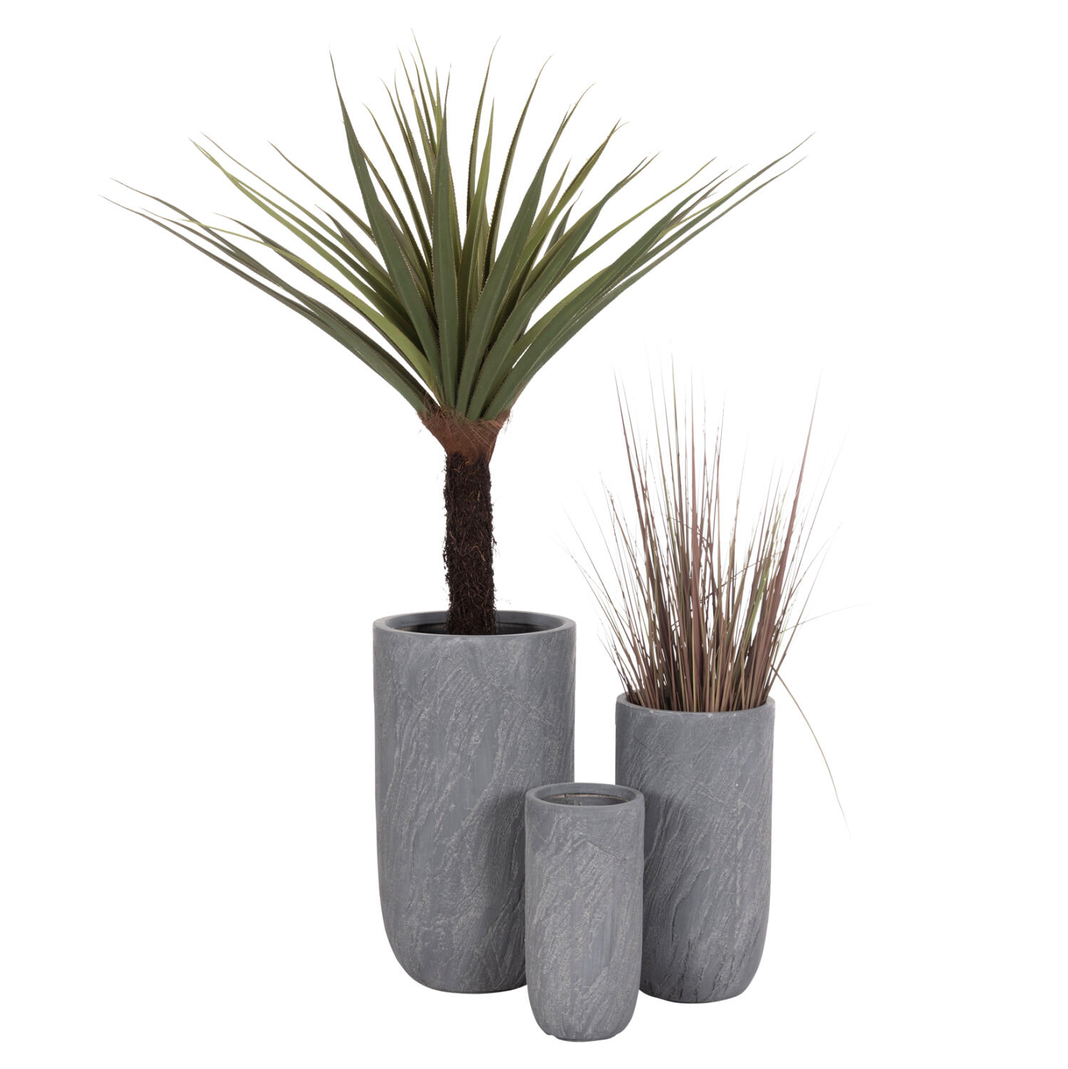 set-3tmch-glastres-kylindroi-fb94720-fib Σετ 3τμχ Γλαστρες Κυλινδροι Σειρα Gardener HM4720 Fiberclay-Χρωμα Cement φ44x79υεκ - Image 1