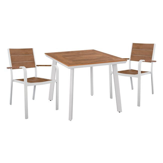 set-3tmch-me-trapezi-80ch80ch73y-polythr Σετ 3τμχ Με Τραπεζι 80χ80χ73υ & Πολυθρονες Αλουμινιου Σε Λευκο Χρωμα HM10537.01 - Image 1