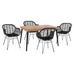 Σετ 5τμχ Allegra Wicker Με Τραπεζι 140x80χ78υ Μπεζ & Μαυρο Χρωμα HM10508