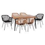 Σετ 7τμχ Allegra Wicker Με Τραπεζι 160x90x78υ Μπεζ & Μαυρο Χρωμα HM10513