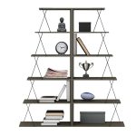 Σετ Βιβλιοθηκες 2τμχ Mini Tars HM11772.13 Μελαμινη Olive Grey-Μαυρες Βεργες 65x24x146υεκ.(x2)