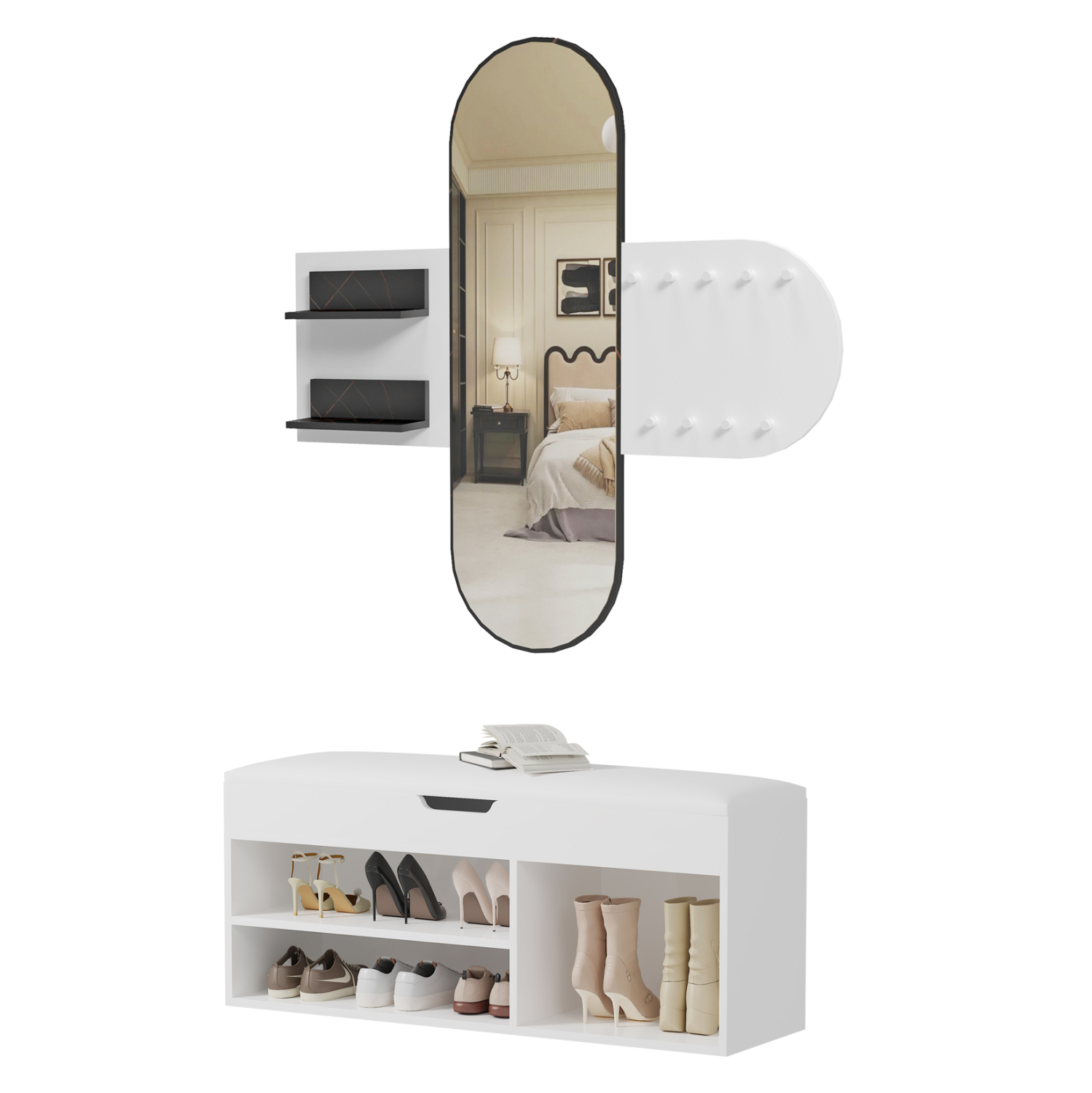 set-eisodoy-2tmx-fb92127601-melamini-se- Σετ Εισοδου 2τμχ Cheryl HM21276.01 Μελαμινη Σε Λευκο--Οψη Μαυρο Μαρμαρο - Image 1