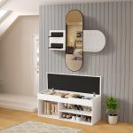 Σετ Εισοδου 2τμχ Cheryl HM21276.01 Μελαμινη Σε Λευκο--Οψη Μαυρο Μαρμαρο - Image 5