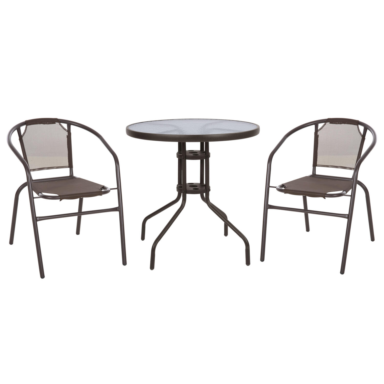 set-exot-choroy-3tmch-fb910712-kafe-meta Σετ Εξωτ. Χωρου 3τμχ HM10712 Καφε Μεταλλο-Γυαλι Ασφαλειας-Καφε Textilene - Image 1