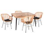 Σετ Εξωτ.χωρου 5τμχ Allegra HM21027 Σε Μπεζ & Μαυρο Χρωμα Wicker-Μεταλλο