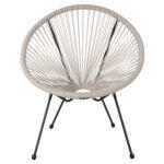 Σετ Εξωτερικου Χωρου 3τμχ Acapulco HM11861.03 P.e.rattan Εκρου-Μεταλλο Σε Μαυρο - Image 4
