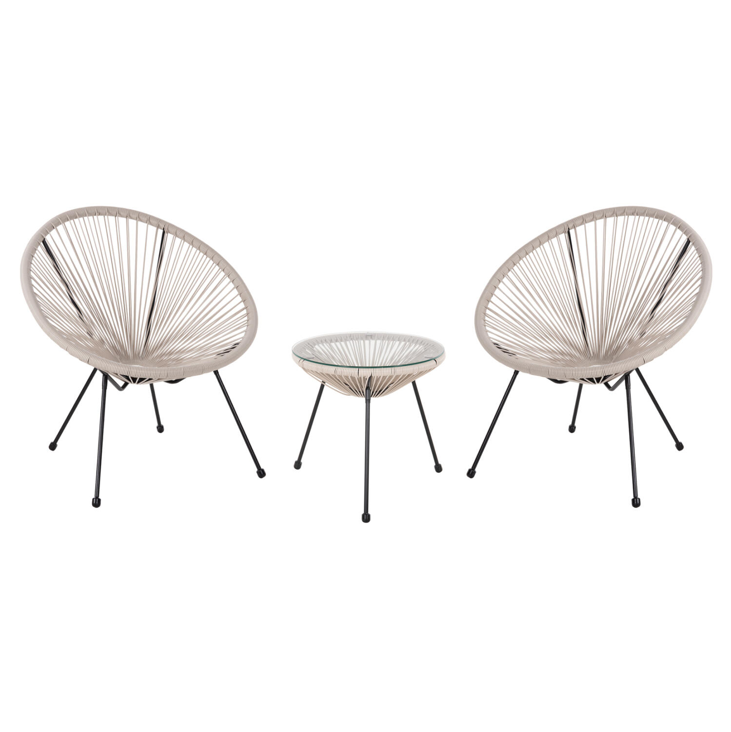 set-exoterikoy-choroy-3tmch-fb91186103-p Σετ Εξωτερικου Χωρου 3τμχ Acapulco HM11861.03 P.e.rattan Εκρου-Μεταλλο Σε Μαυρο - Image 1