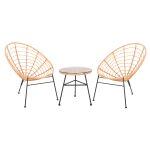 Σετ Εξωτερικου Χωρου 3τμχ Allegra HM21047.11 Μπεζ Συνθ.rattan-Μεταλλο Σε Μαυρο