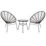 Σετ Εξωτερικου Χωρου 3τμχ Allegra HM21047.12 Μαυρο Συνθ.rattan & Μεταλλο