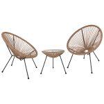 Σετ Εξωτερικου Χωρου 3τμχ Acapulco HM21100 Twisted Wicker-Μεταλλο