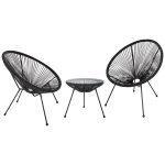 Σετ Εξωτερικου Χωρου 3τμχ Acapulco HM21101 P.e.rattan-Μεταλλο Σε Μαυρο
