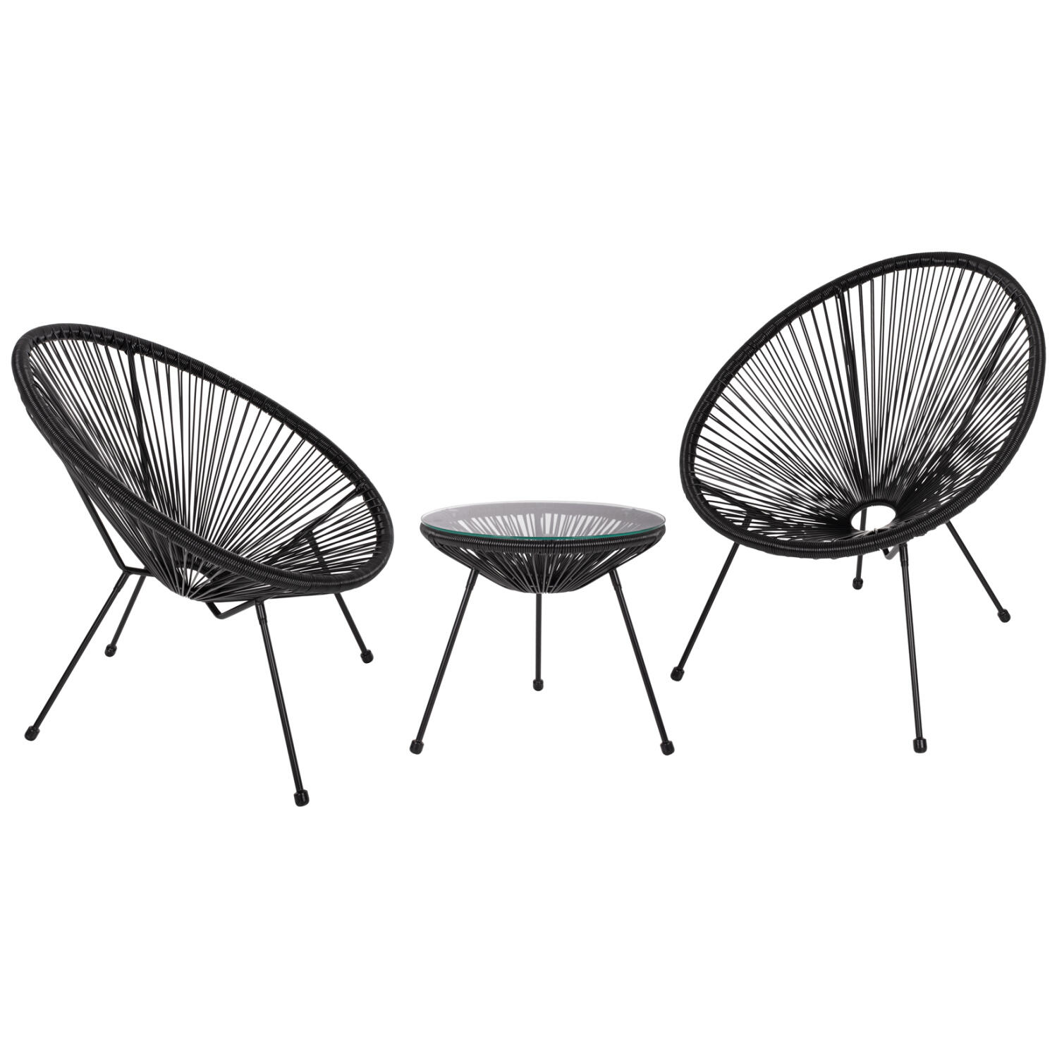 set-exoterikoy-choroy-3tmch-fb921101-twi Σετ Εξωτερικου Χωρου 3τμχ Acapulco HM21101 P.e.rattan-Μεταλλο Σε Μαυρο - Image 1