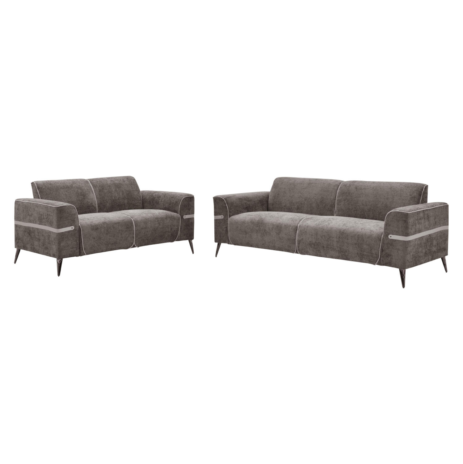 set-kanapedes-2tmch-fb9607002-gkri-yfasm Σετ Σαλονι 2τμχ 3θ+2θ Ferin HM6070.02 Γκρι Υφασμα-Σκουρa Καφε Μεταλλικα Ποδια - Image 1