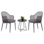 Σετ Lounge 3tmx Εξ.χωρου Orego HM21107.01 Αλουμινιο & Μεταλλο Σε Σκουρο Γκρι